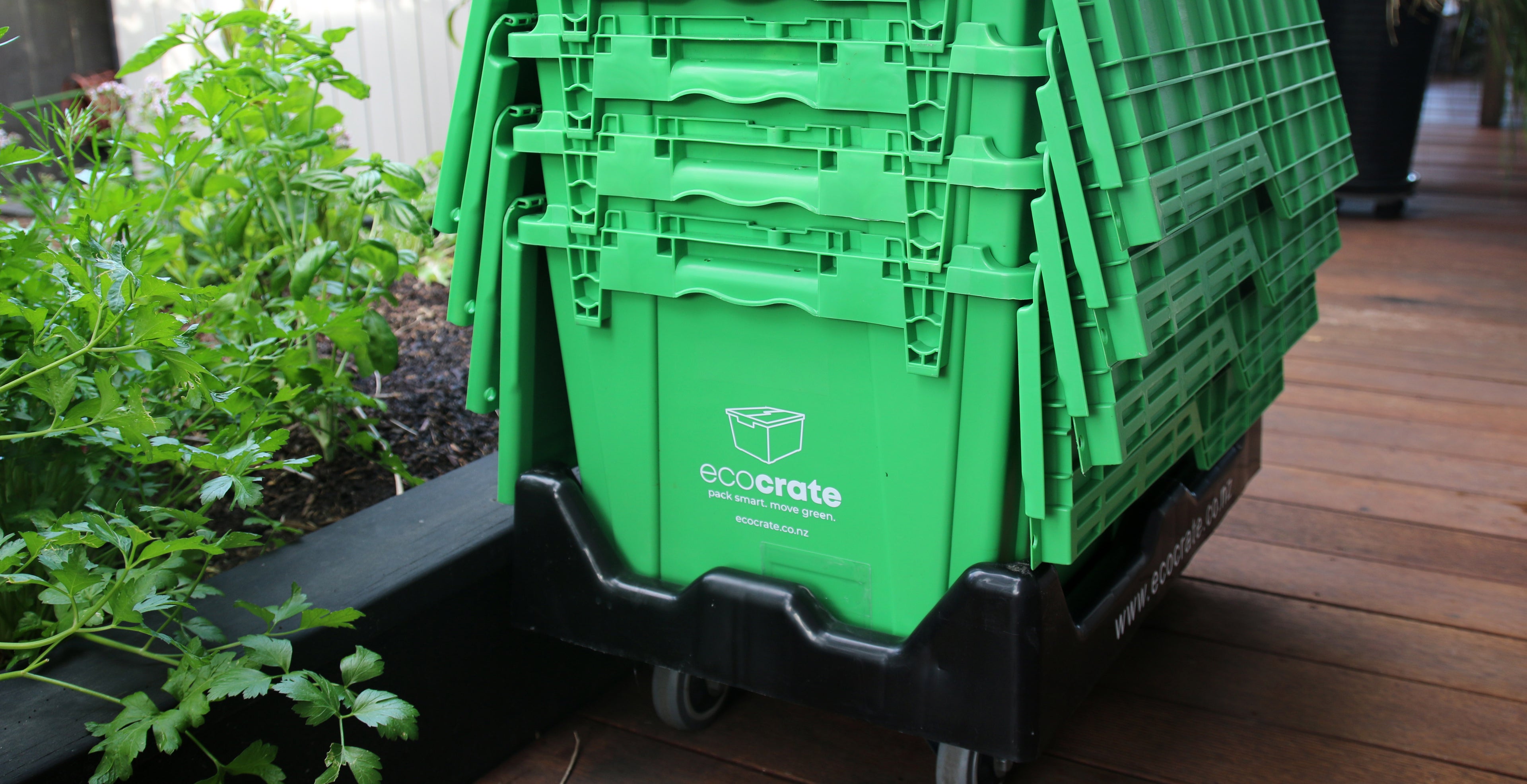 Eco Crates stacked and ready for a residential move in Auckland